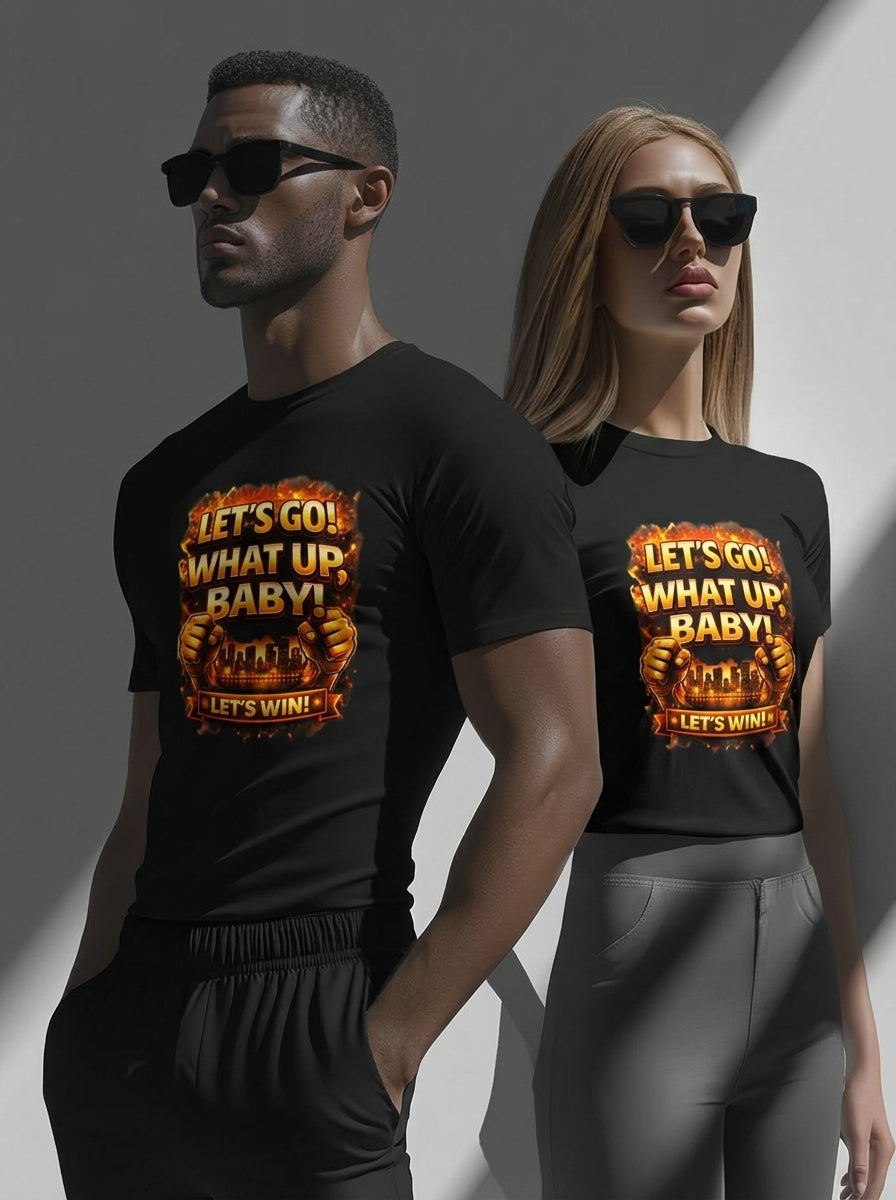 Unisex Fitted T-Shirt "LET'S GO! WHAT UP BABY LET'S WIN"