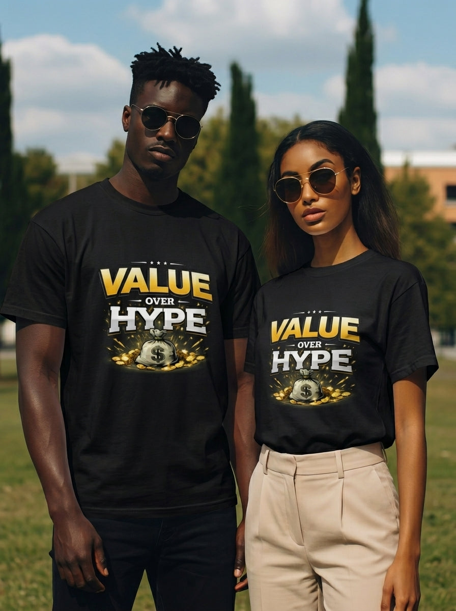 Unisex Fitted T-Shirt "VALUE OVER HYPE"