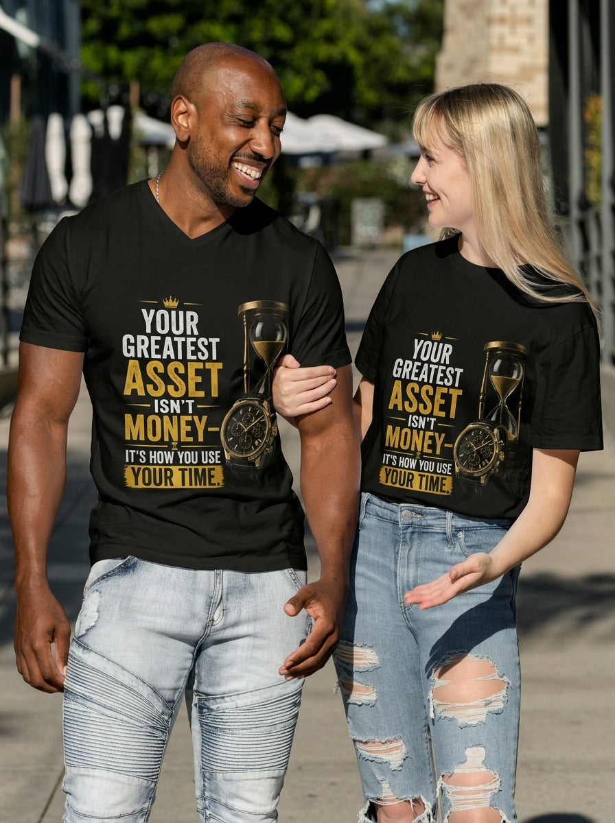 Unisex Fitted T-Shirt "YOUR GREATEST ASSET ISN'T MONEY"