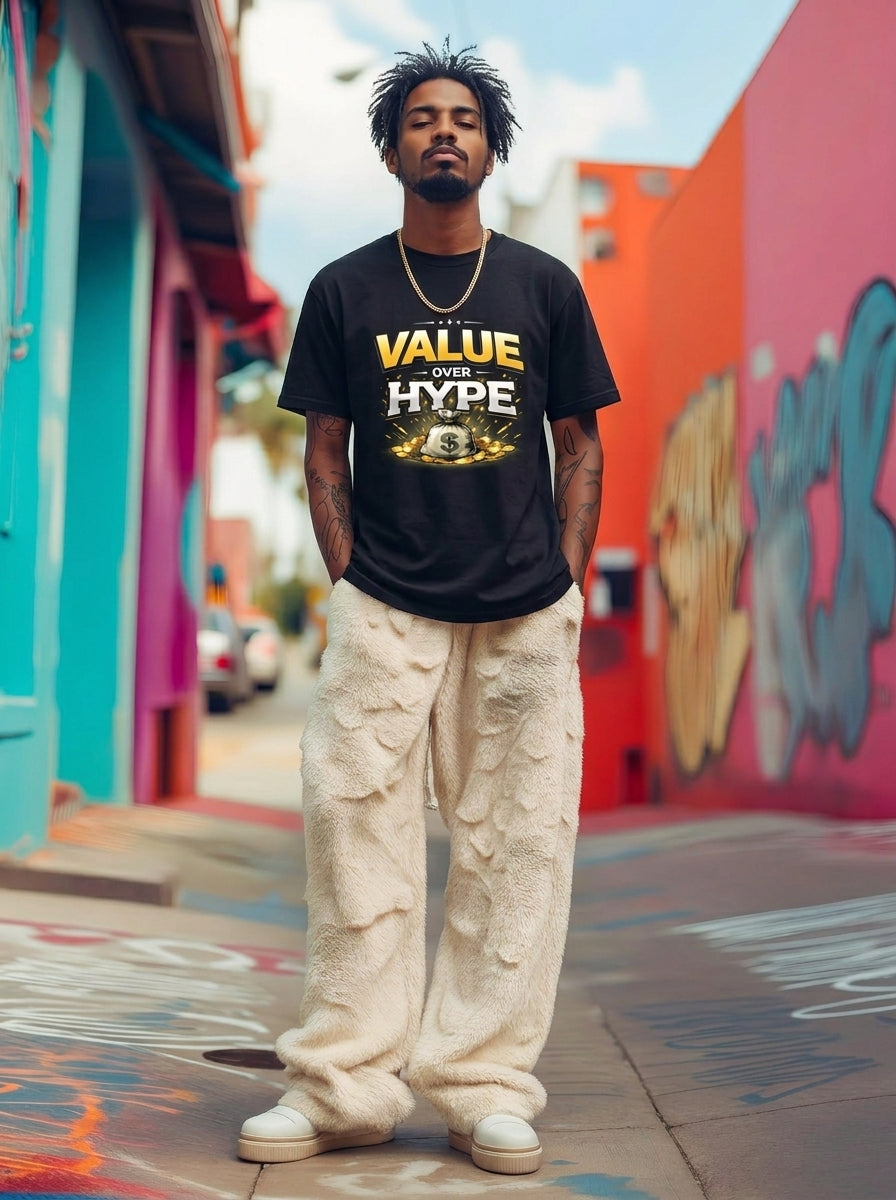 Unisex Fitted T-Shirt "VALUE OVER HYPE"