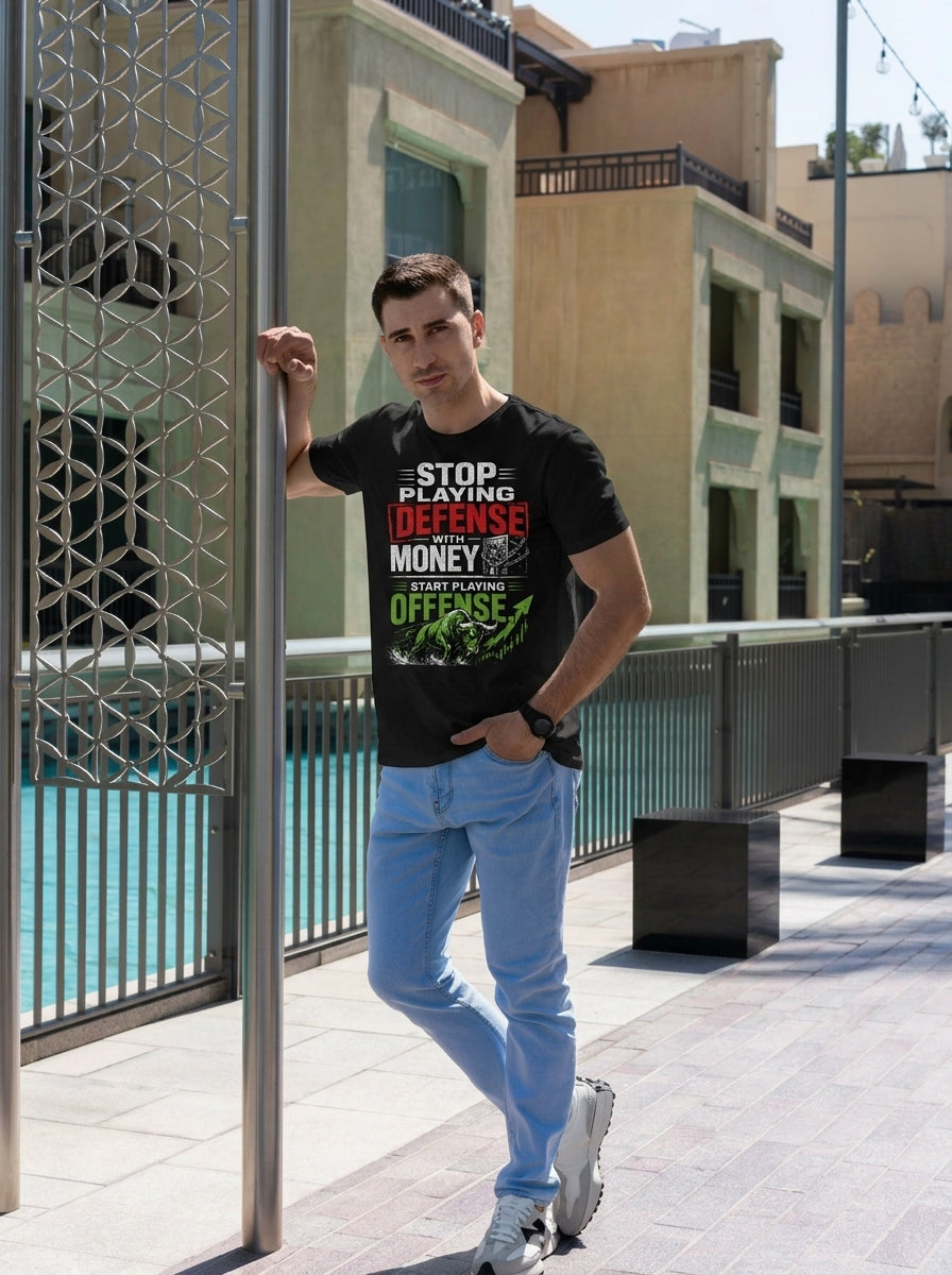 Unisex Fitted T-Shirt "STOP PLAYING DEFENSE WITH MONEY"