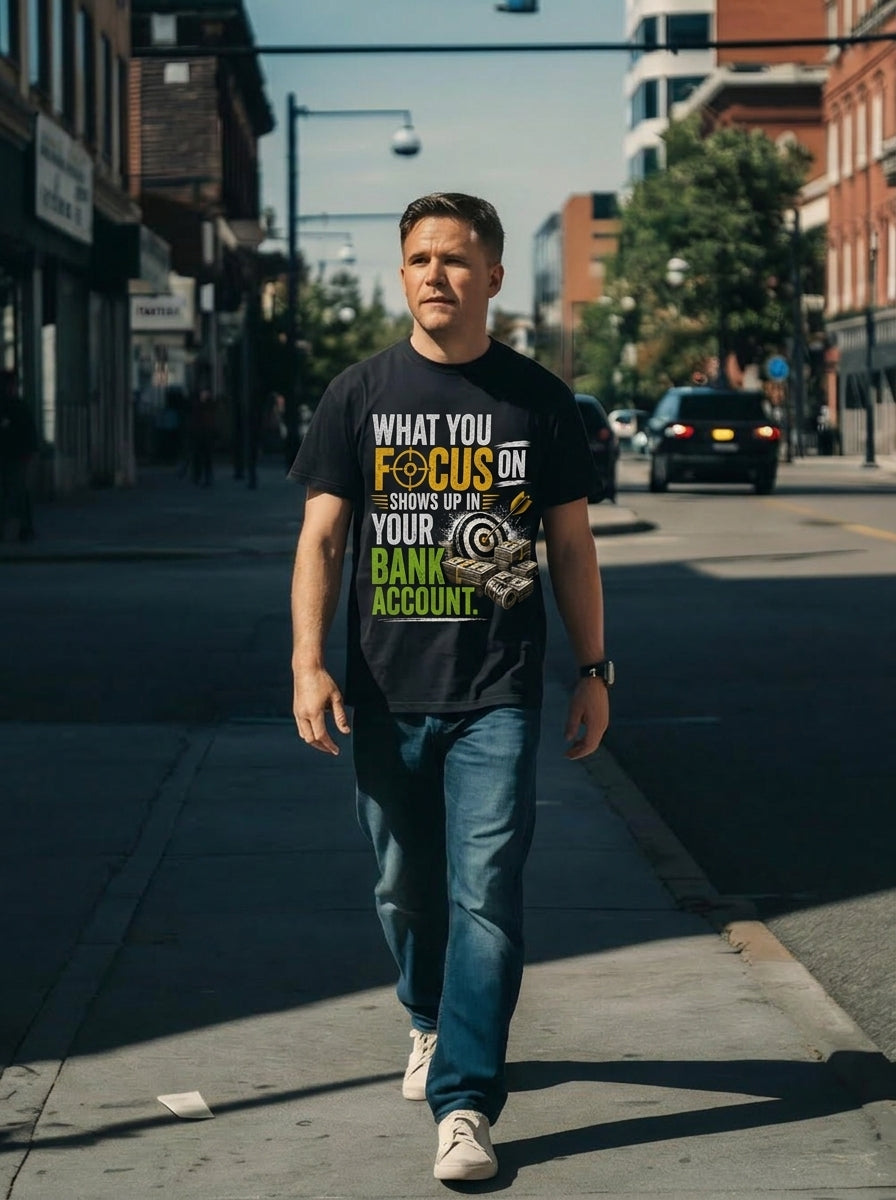 Unisex Fitted T-Shirt "WHAT YOU FOCUS ON"