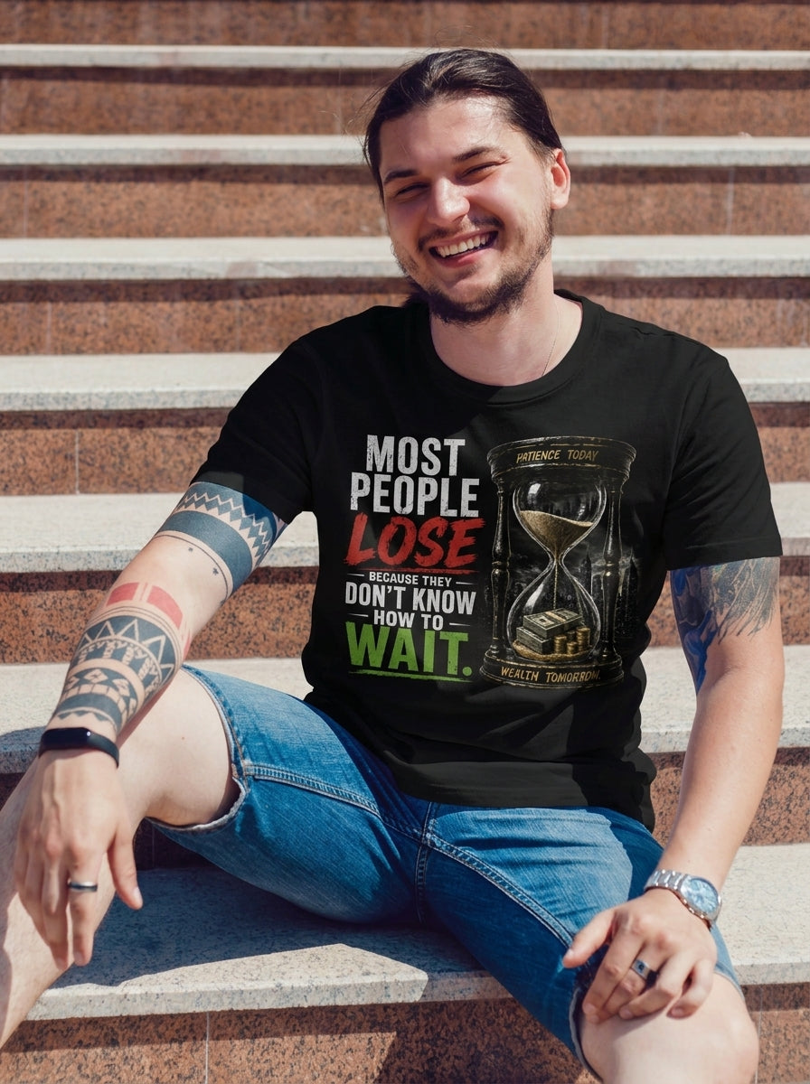 Unisex Fitted T-Shirt "MOST PEOPLE LOSE BECAUSE THAY DON'T KNOW HOW TO WAIT"