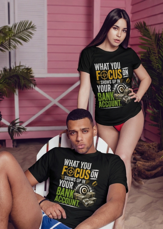 Unisex Fitted T-Shirt "WHAT YOU FOCUS ON"
