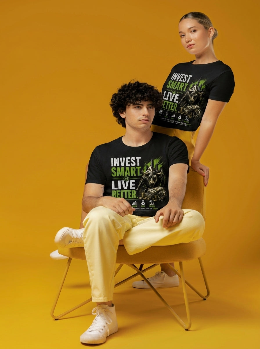 Unisex Fitted T-Shirt "INVEST SMART LIVE BETTER"