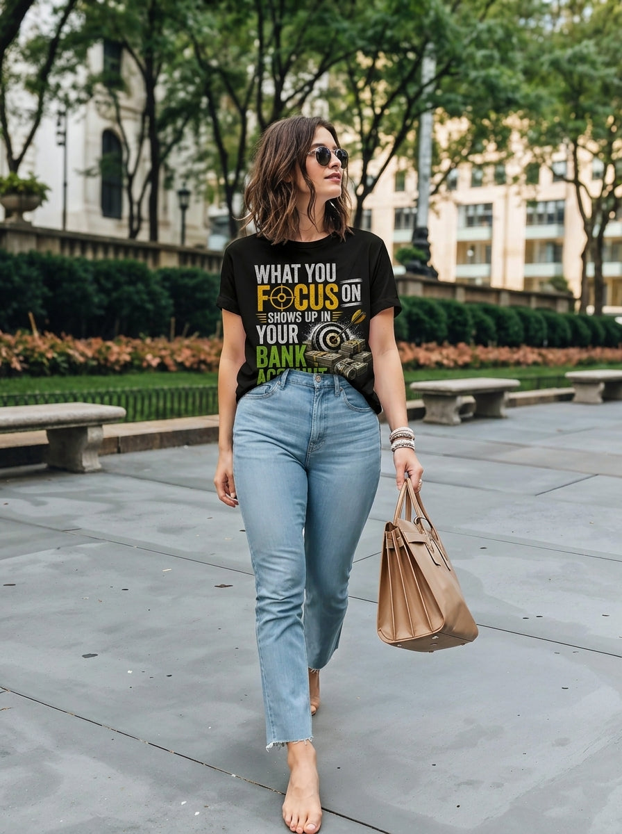 Unisex Fitted T-Shirt "WHAT YOU FOCUS ON"