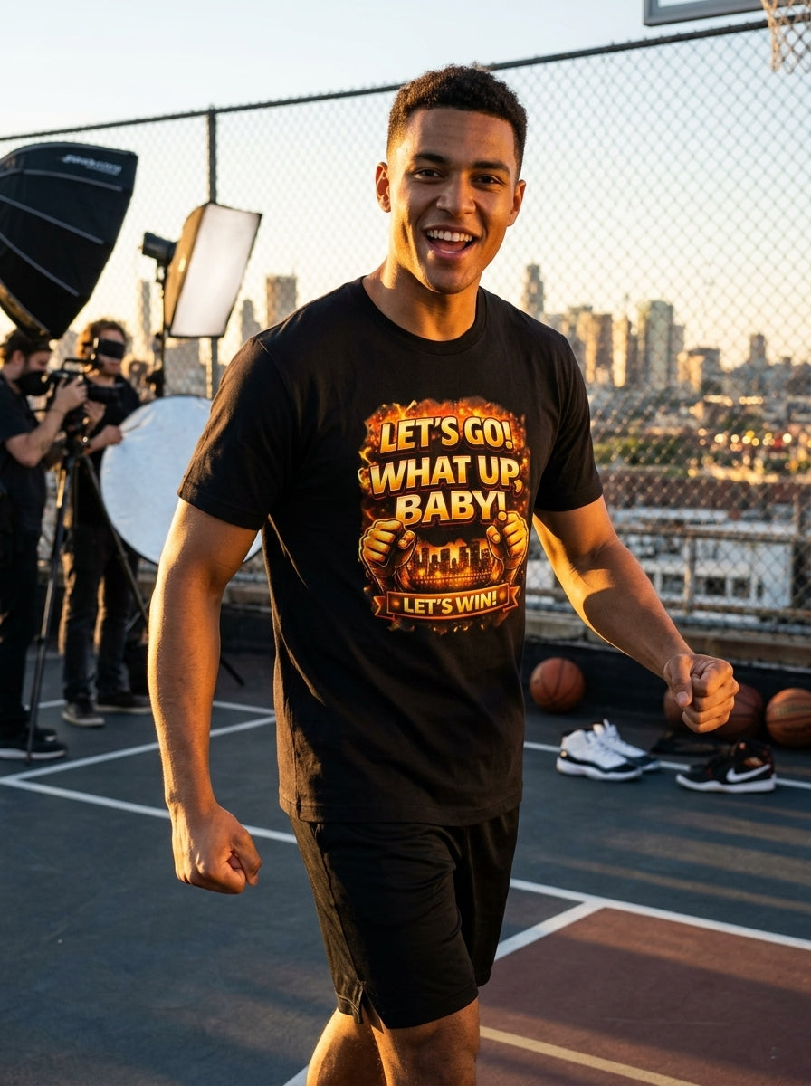 Unisex Fitted T-Shirt "LET'S GO! WHAT UP BABY LET'S WIN"